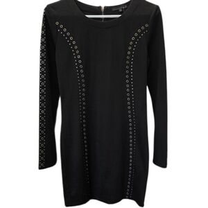 Lucca Couture Black Grommet Long Sleeve Dress